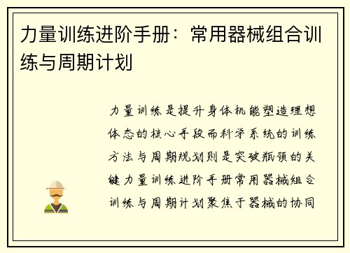 力量训练进阶手册：常用器械组合训练与周期计划